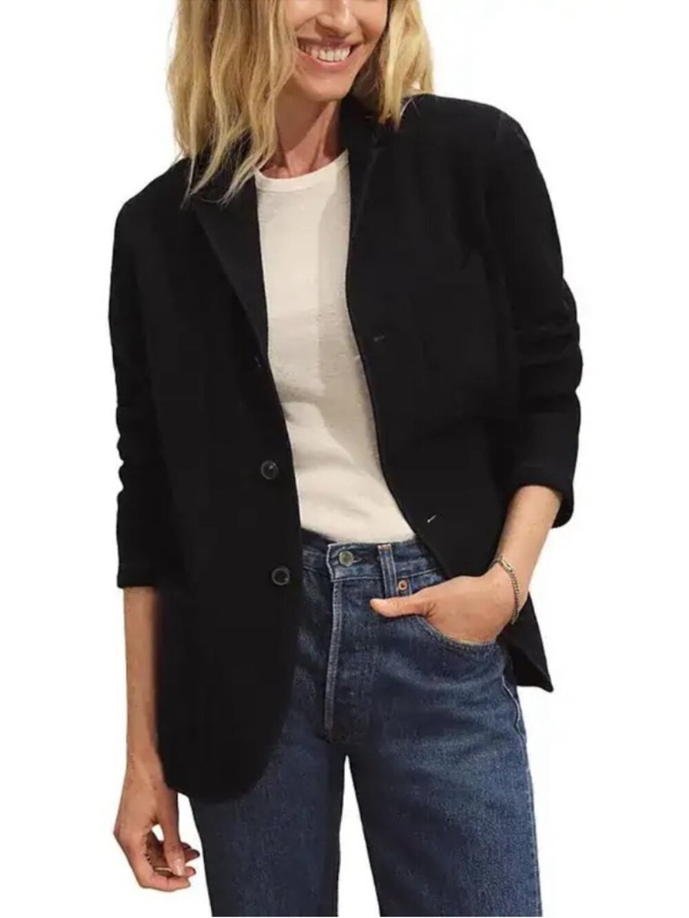 Buck Mason Black Felted Wool Chore Coat. Small